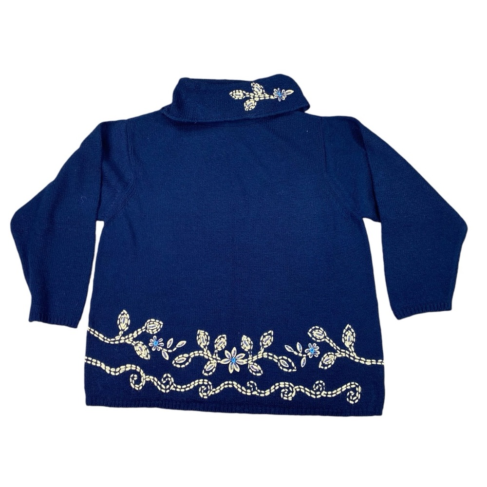 Woman’s Fashion Bug floral and beaded embroidered turtleneck sweater size 18/20W